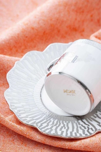 Acar Hxf-06800 Hadeon Porselen 6 Lı Kahve Fincan Takımı Gümüş - Resim 2