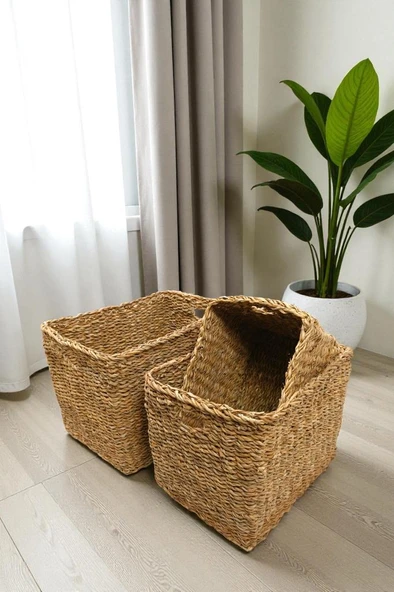 Digithome 3’lü Naturel Dikdörtgen Organizer Sepet - PNL-PH13 S/3 - Resim 2