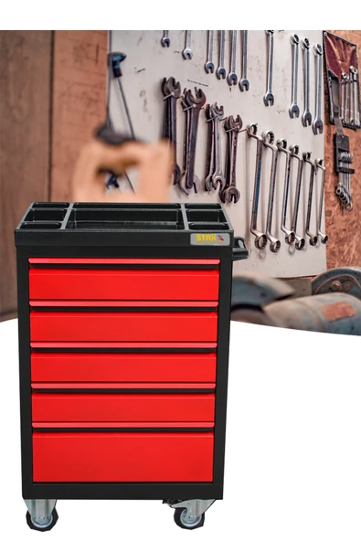 STAXX POWER PROFESYONEL XL SERİ 5 Çekmeceli Alet Dolabı İçi Boş Atölye Usta Set Takım Arabası - Resim 2