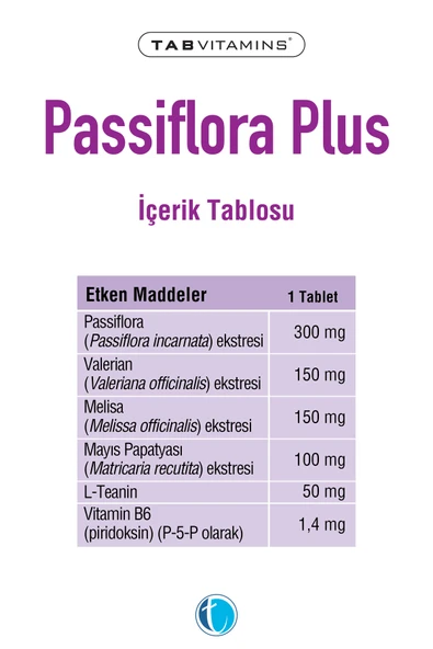 Tabvitamins Passiflora Plus 30 Tablet 8680133002922 - Resim 2