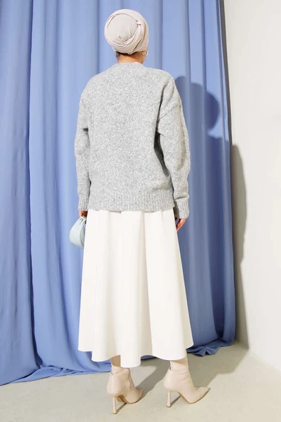 Bisiklet Yaka Yumoş Triko Kazak Gri - Resim 3