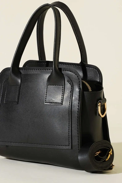 Fermuarlı Kare Çanta Siyah - Resim 3