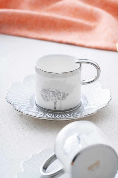 Acar Hxf-06800 Hadeon Porselen 6 Lı Kahve Fincan Takımı Gümüş ürün görseli 1