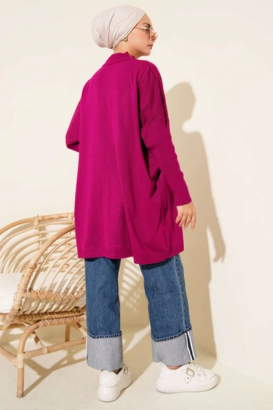 Düşük Kol Detaylı Triko Tunik Menekşe - Resim 3