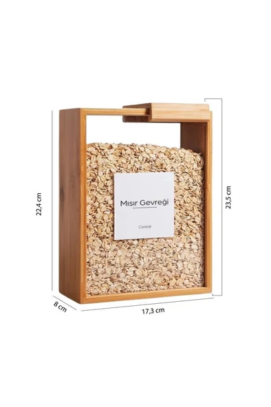 Digithome Bambu 3'lü Saklama Kutusu Etiketli Dikdörtgen Bakliyat Saklama Kabı Gıda Organizeri-MG-002 - Resim 7