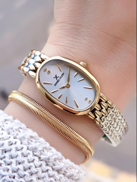 Daniel Klein Oval Kasa Vintage Özel Seri 2 Yıl Garantili 3 Atm Kadın Kol Saati+Bileklik BD.14130.3 ürün görseli