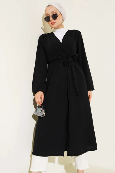 Ayrobin İçten Bağcıklı Hırka Siyah ürün görseli