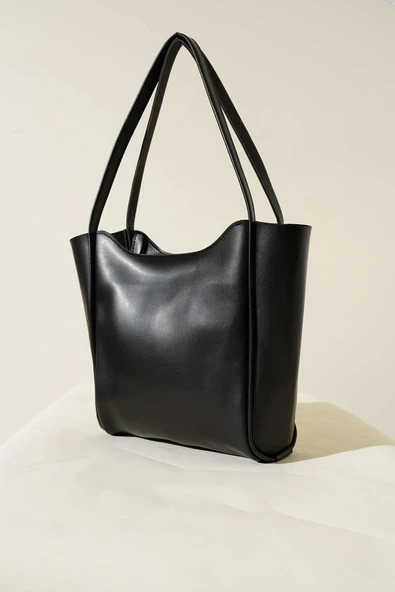 Fermuarlı Uzun Kulplu Kol Çanta Siyah ürün görseli 1