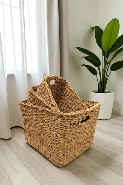 Digithome 3’lü Naturel Dikdörtgen Organizer Sepet - PNL-PH13 S/3 - Resim 3