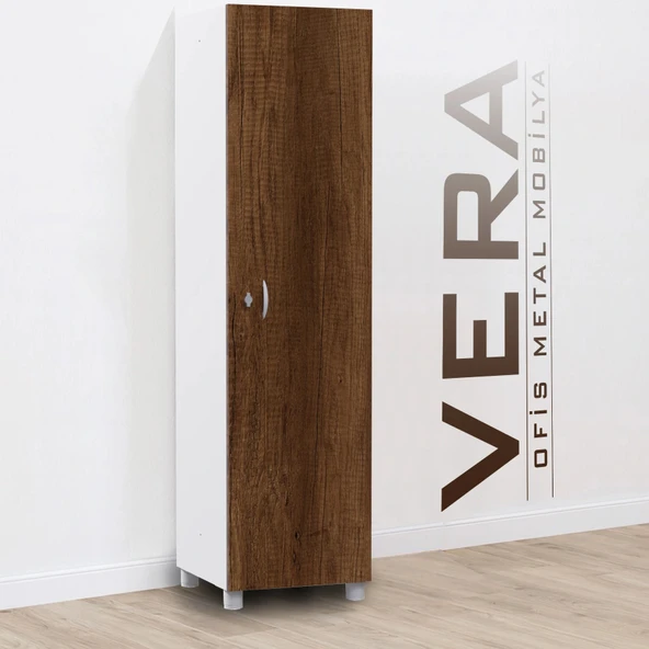 Tek Kapılı Metal Gövdeli Ahşap Kapaklı Soyunma Dolabı – Vestiyer Portmanto Askılık – Askılıklı ve Raflı ürün görseli