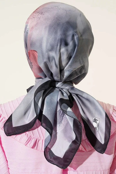 Flowers Desen Soft Eşarp Siyah - Resim 3