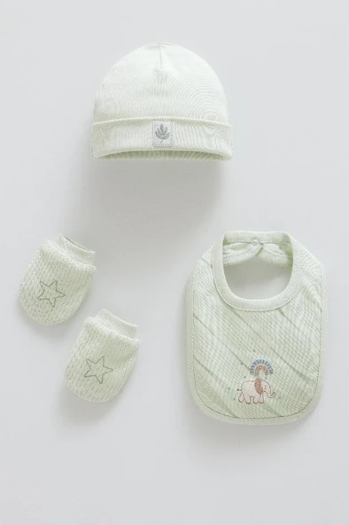 Caramell %100 Pamuk Good Baby 3'lü Takım 50-56 cm Bere-Şapka-Eldiven Yeni Doğan CRML.TAE2077 ürün görseli