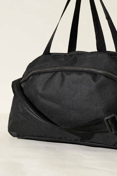 Çift Fermuarlı Spor Çanta Siyah - Resim 3