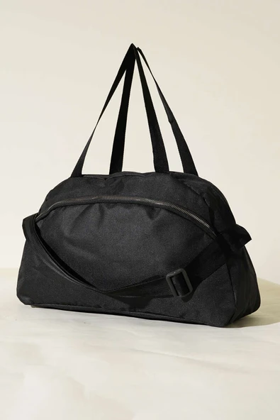 Çift Fermuarlı Spor Çanta Siyah ürün görseli 1
