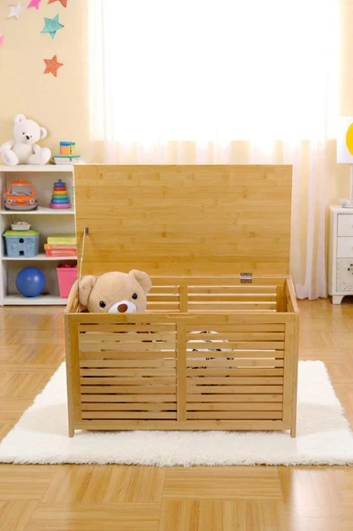 Digithome Bambu Oyuncak Sandığı Oyun Odası Düzenleyici Oyuncak Dolabı Saklama Sandık DB-0032 - Resim 2