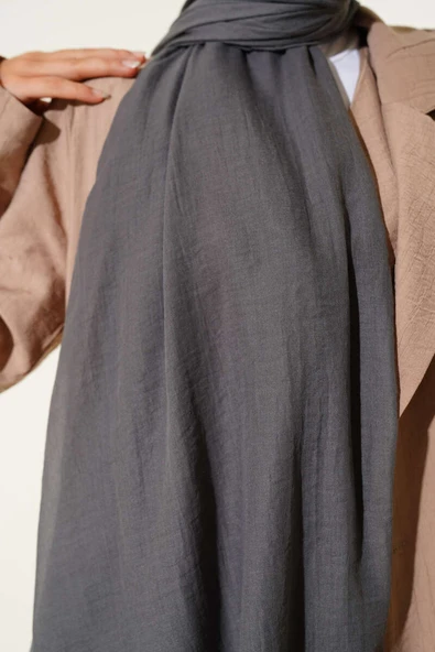 Aya Serisi İnce Pamuk Şal Füme -177 - Resim 4