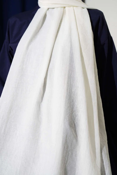 Aya Serisi İnce Pamuk Şal Ekru -32 - Resim 4