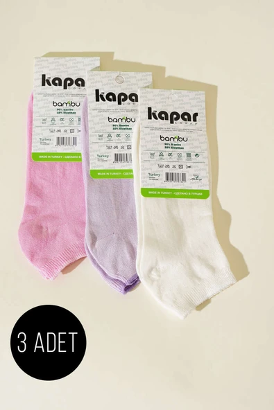 Bayan 3lü Bambu Patik Çorap Asorti 1 ürün görseli