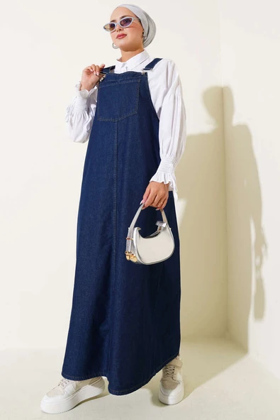 Tek Göğüs Cepli Kot Slopet Koyu Kot ürün görseli 1