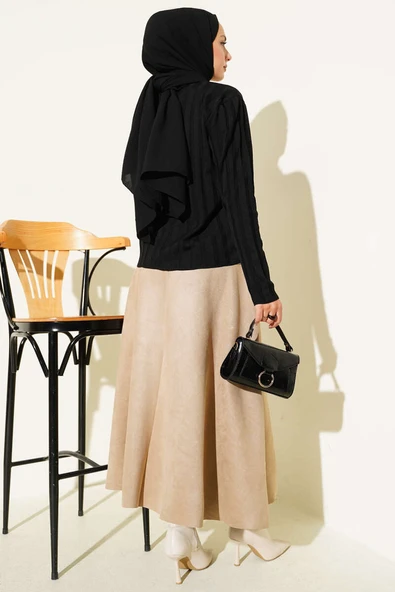 Fitilli Düğmeli Triko Hırka Siyah - Resim 3