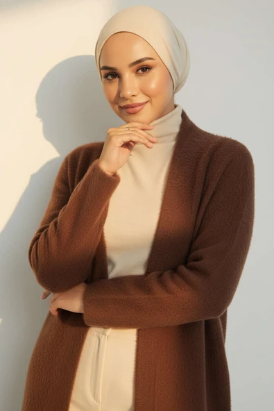 Sakallı Uzun Kollu Hırka Kahve - Resim 2