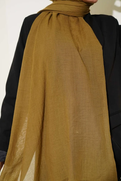 Aya Serisi İnce Pamuk Şal Zeytin Yeşili -152 - Resim 4