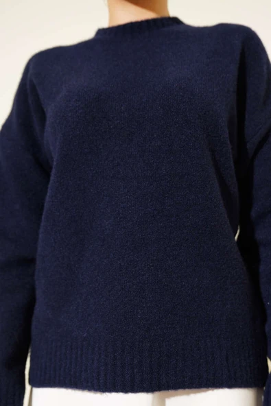 Bisiklet Yaka Yumoş Triko Kazak Lacivert - Resim 4