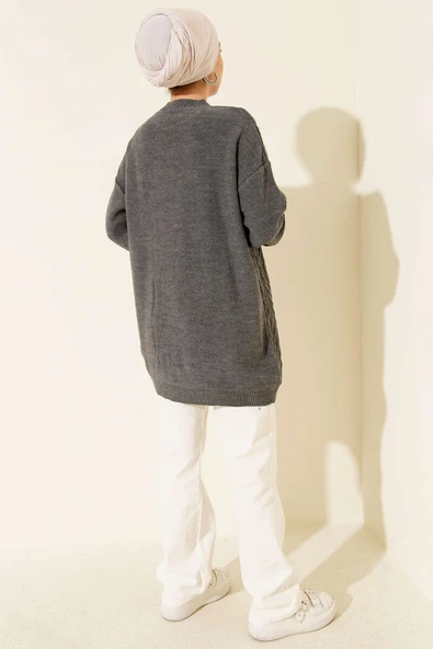 Zigzag Örgü Triko Tunik Füme - Resim 3