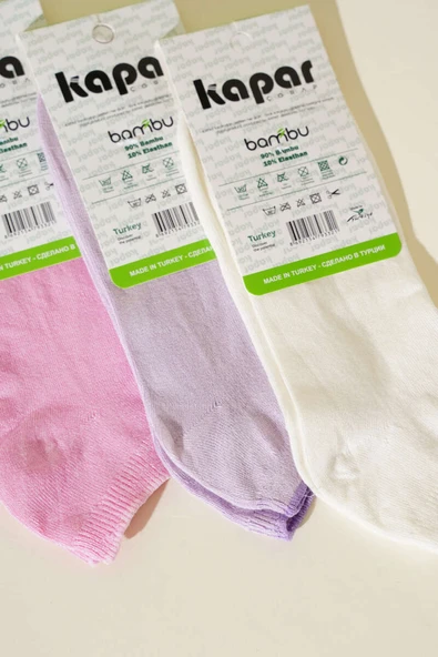 Bayan 3lü Bambu Patik Çorap Asorti 1 - Resim 2