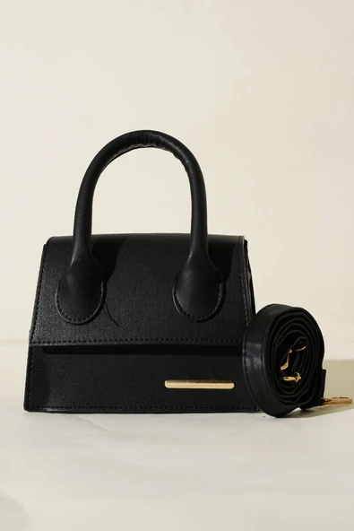 Gold Arma Detaylı Çanta Siyah - Resim 2