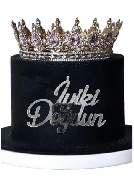 Pasta Önü Plexi İyi Ki Doğdun 10x7 Cm Gümüş ürün görseli