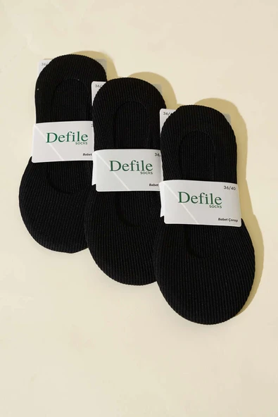 Kadın 3lü Lazer Fitilli Babet Çorap Siyah ürün görseli