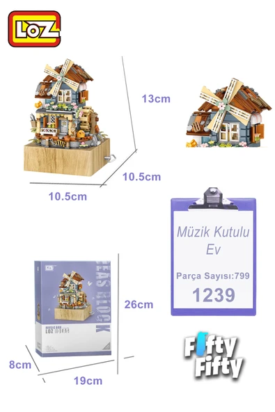 LOZ Müzik Kutulu Ev -LZ1239 (799 Parça) Oyuncak Yapım Seti - Resim 2