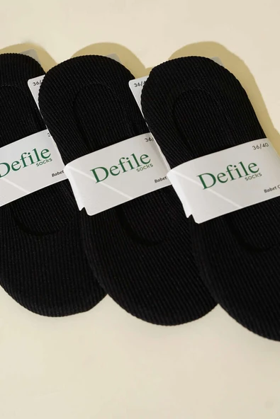 Kadın 3lü Lazer Fitilli Babet Çorap Siyah - Resim 2