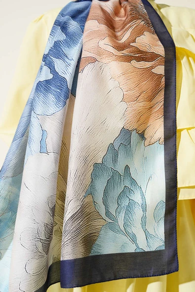 Lacivert Serisi Desenli Şal Asorti 6 - Resim 4