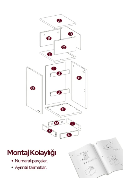 Alve Dar Komodin – 2 Çekmeceli, Değiştirilebilir Açık Bölmeli Yan Sehpa Yatak Odası & Oturma Odası Minimal Tasarım - Resim 8