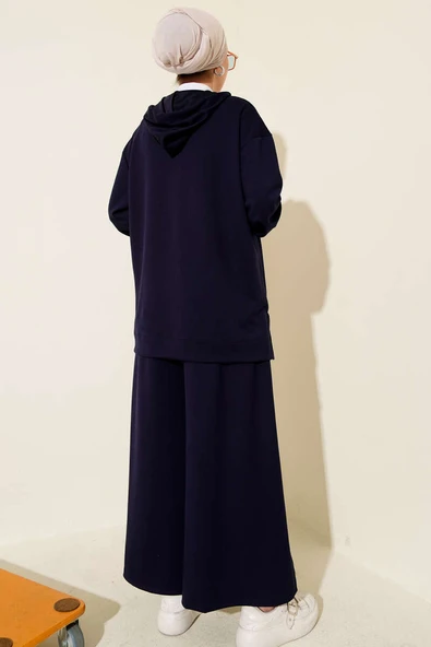 Loyşa Basic Fermuarlı Kapüşonlu İkili Takım Lacivert - Resim 3