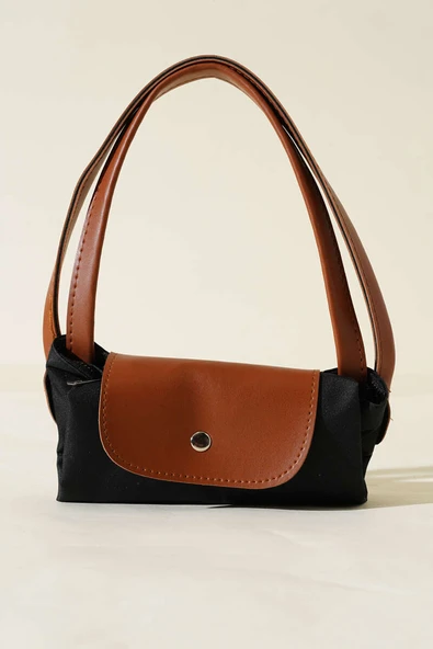 Katlanabilir Çıtçıtlı Çanta Siyah - Resim 2