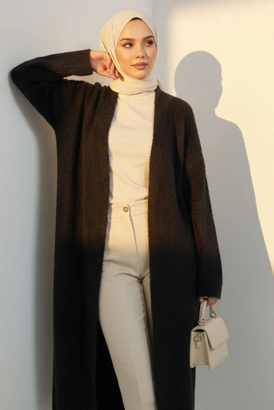 Sakallı Uzun Kollu Hırka Siyah - Resim 2