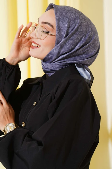 Mini Çiçekli Soft Eşarp Füme - Resim 2