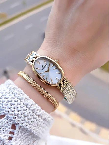 Daniel Klein Oval Kasa Vintage Özel Seri 2 Yıl Garantili 3 Atm Kadın Kol Saati+Bileklik BD.14130.3 - Resim 2