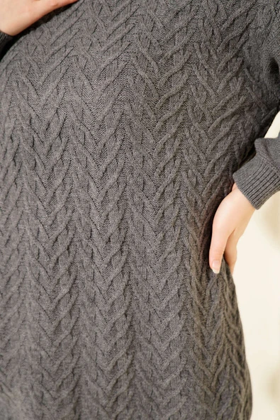Zigzag Örgü Triko Tunik Füme - Resim 4