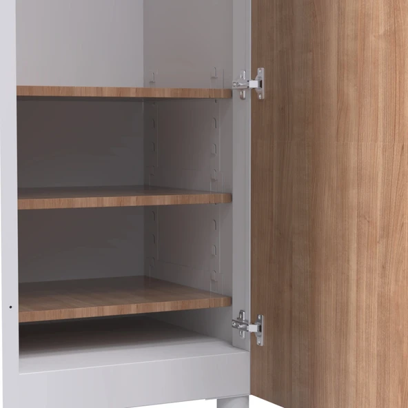 Tek Kapılı Metal Gövdeli Ahşap Kapaklı Soyunma Dolabı – Vestiyer Portmanto Askılık – Askılıklı ve Raflı - Resim 6