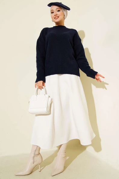 Bisiklet Yaka Yumoş Triko Kazak Lacivert - Resim 2