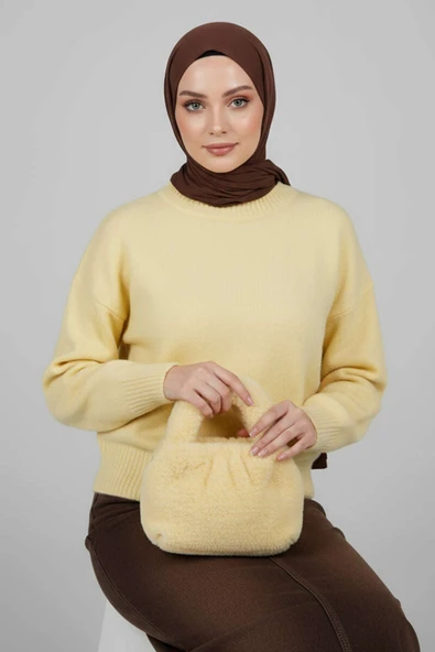 Oversize Triko Kazak Sarı ürün görseli