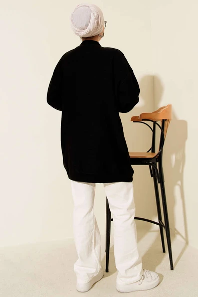 Zigzag Örgü Triko Tunik Siyah - Resim 3