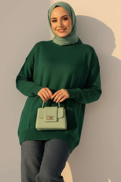 Bisiklet Yaka Merserize Tunik Nefti - Resim 2