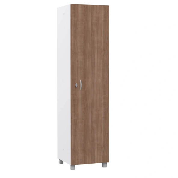 Tek Kapılı Metal Gövdeli Ahşap Kapaklı Soyunma Dolabı – Vestiyer Portmanto Askılık – Askılıklı ve Raflı - Resim 3