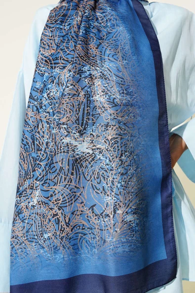 Lacivert Serisi Desenli Şal Asorti 3 - Resim 4