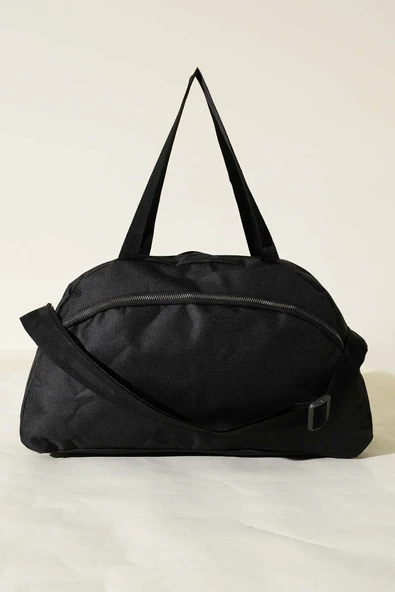 Çift Fermuarlı Spor Çanta Siyah - Resim 2